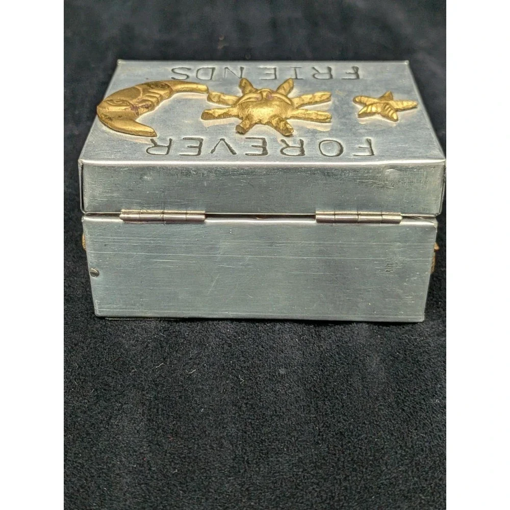 Celestial Sun Moon Star Forever Friends Pewter Wood Trinket Box 4
